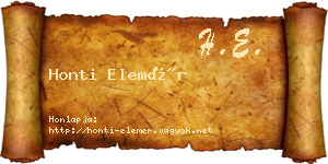 Honti Elemér névjegykártya